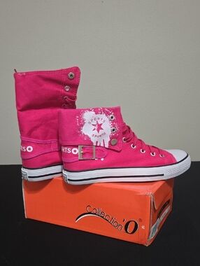 Hot Pink High-Top Canvas Sneakers